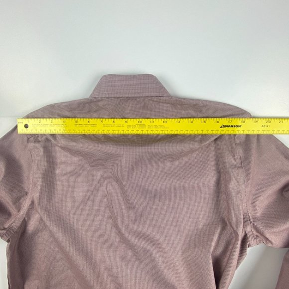 Banana Republic Dress Shirt Men L Tall Long Standard Fit Non Iron Burgundy Check - Picture 9 of 12
